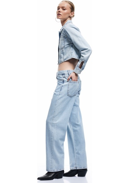 Taş Detaylı Düz Paça Cepli Düğmeli Straight Jean Pantolon - Straight Jeans fiyatları