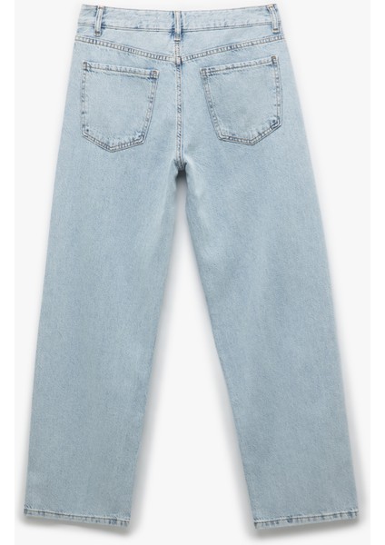 Taş Detaylı Düz Paça Cepli Düğmeli Straight Jean Pantolon - Straight Jeans indirimleri