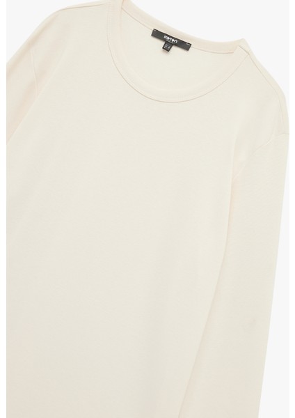 Pamuklu Bisiklet Yaka Basic Slim Fit Uzun Kollu Tişört modelleri