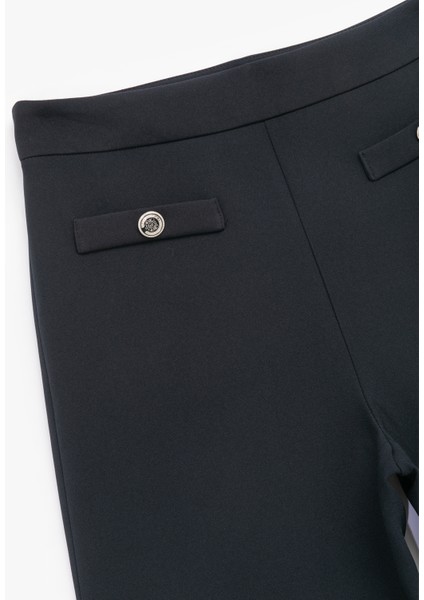 Yüksek Bel Düğmeli Cep Detaylı Geniş Paça Pantolon modelleri