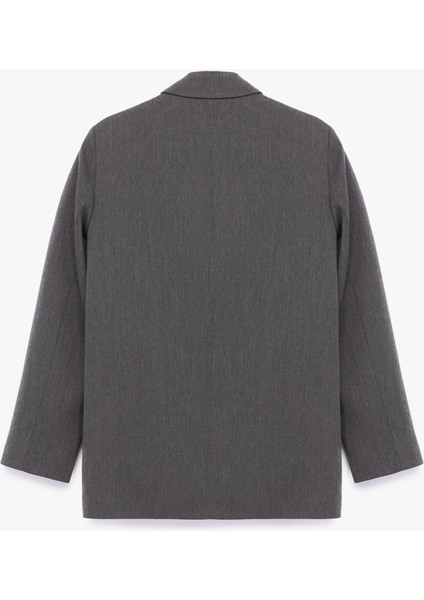 Uzun Kollu Viskon Karışımlı Kruvaze Yaka Oversize Blazer Ceket fiyatları