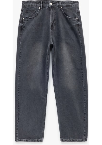 Pamuklu Cep Detaylı Bol Baggy Jean Pantolon