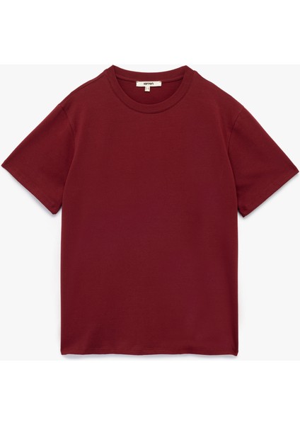 Kısa Kollu Bisiklet Yaka Pamuklu Basic Oversize Tişört