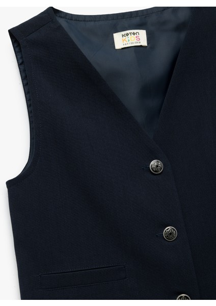 V Yaka Kolsuz Viskon Karışımlı Düğmeli Basic Yelek modelleri