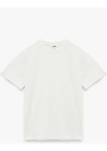 Kısa Kollu Bisiklet Yaka Pamuklu Basic Oversize Tişört