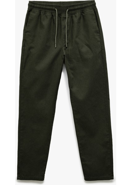Keten Pamuk Karışımlı Beli Bağcıklı Yazlık Chino Pantolon fırsatları