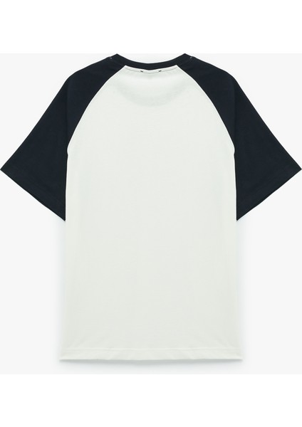 Kısa Kollu Bisiklet Yaka Renk Kontrastlı Pamuklu Oversize Baskılı Tişört fiyatları