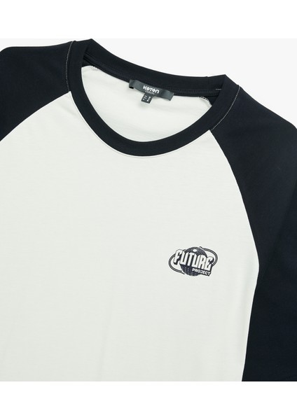 Kısa Kollu Bisiklet Yaka Renk Kontrastlı Pamuklu Oversize Baskılı Tişört modelleri