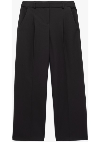 Cepli Pile Detaylı Yüksek Bel Palazzo Pantolon