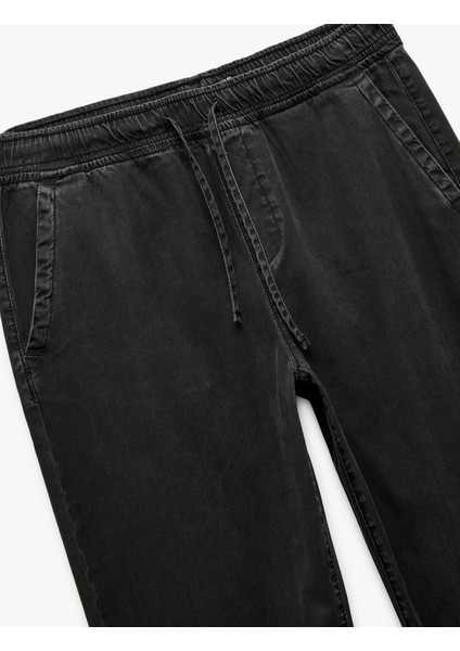 Beli Bağcıklı Cep Detaylı Loose Fit Bol Jean Pantolon modelleri