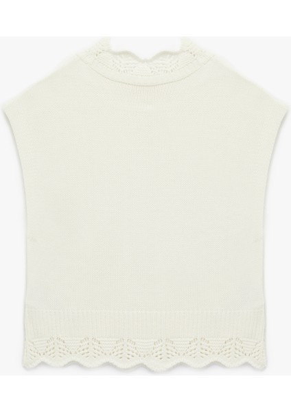 Dik Yaka Kolsuz Ajurlu Örgü Süveter fiyatları