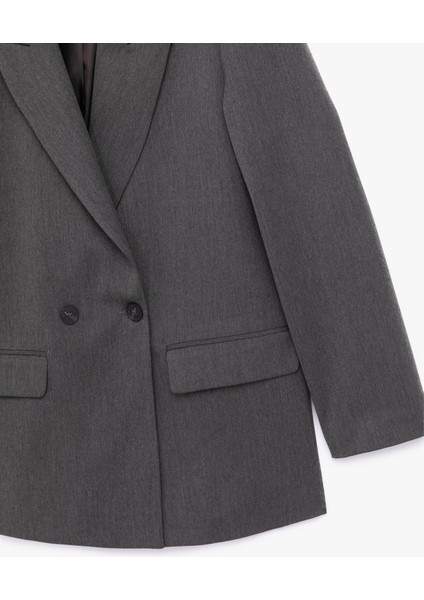 Uzun Kollu Viskon Karışımlı Kruvaze Yaka Oversize Blazer Ceket fırsatları