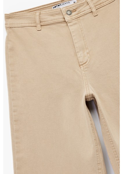 Yüksek Bel Düğmeli Cepli Rahat Kalıp Geniş Paça Denim Pantolon - Culotte Jeans modelleri