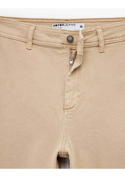 Yüksek Bel Düğmeli Cepli Rahat Kalıp Geniş Paça Denim Pantolon - Culotte Jeans fırsatları