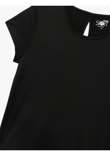 Kısa Kollu Bisiklet Yaka Sırtı Pencere Detaylı Spor Tişört modelleri