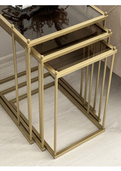 Brad 3'lü Metal Zigon C Sehpa Gold-Bronz fırsatları