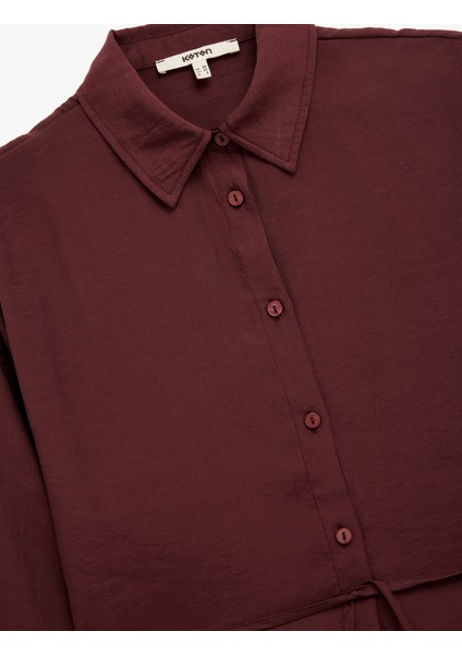 Modal Kumaş Uzun Kollu Beli Bağlama Detaylı Oversize Gömlek modelleri