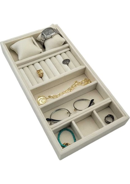 Bej Renkli Çok Amaçlı Düzenleyici, Şık ve Kullanışlı Takı ve Aksesuar Saklama Kutusu fırsatları