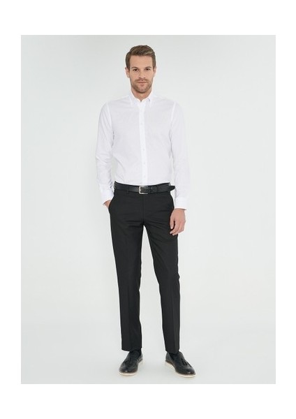 AC&Co / Altınyıldız Classics Erkek Siyah Regular Fit Normal Kesim Yan Cepli Esnek Klasik Pantolon