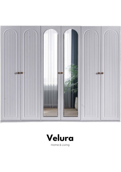 Bohem Modern 6 Kapaklı Aynalı Gardırop (Dolap)