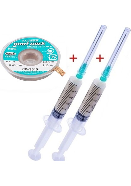 Goot Wick CP-2015 Örgülü Lehim Sökme Teli 3,5 mm x 1,5 mt Fluk Lehim Toplama SET01