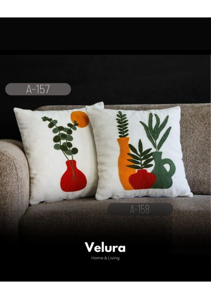 Dekoratif Kırlent & Pinterest Kırlent & Keten Kumaş - Nakış Işleme & A157-A158