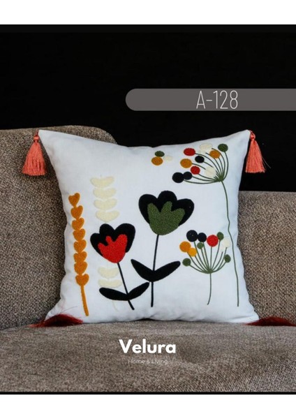 Dekoratif Kırlent & Pinterest Kırlent & Keten Kumaş - Nakış Işleme & A128