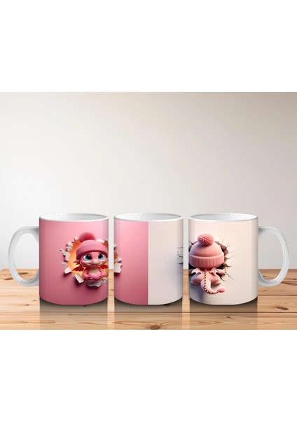 Gülümseyen Gözlerle Bakan Şapkalı Kız Maskot – Baskılı Kahve Kupası indirimleri