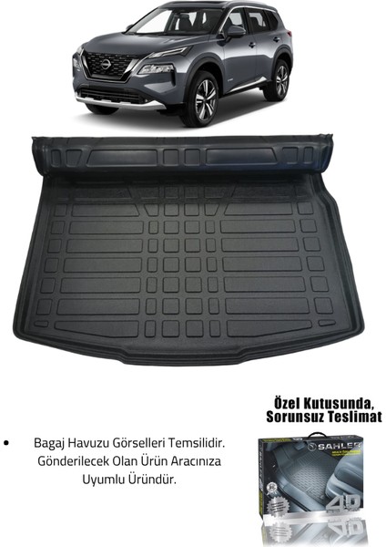 Nissan X-Trail Benzinli 2022+ Uyumlu 4.5d Premium Havuzlu Oto Paspas ve Liner Marka 3D Bagaj Havuzu