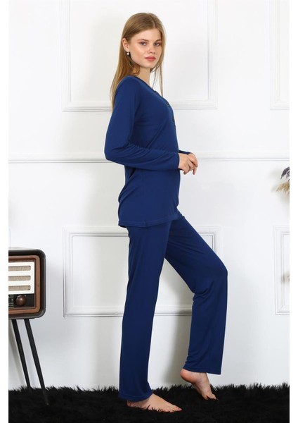 Kadın Penye Uzun Kol Patlı Pijama Takım 4169 fırsatları