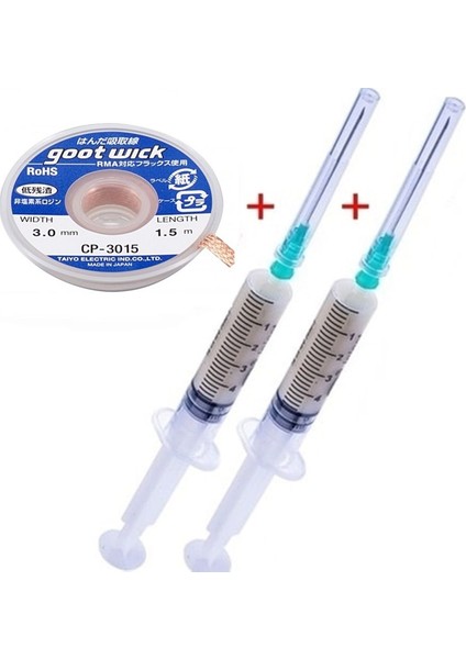 Goot Wick CP-2015 Örgülü Lehim Sökme Teli 3,0 mm x 1,5 mt Fluk Lehim Toplama SET01