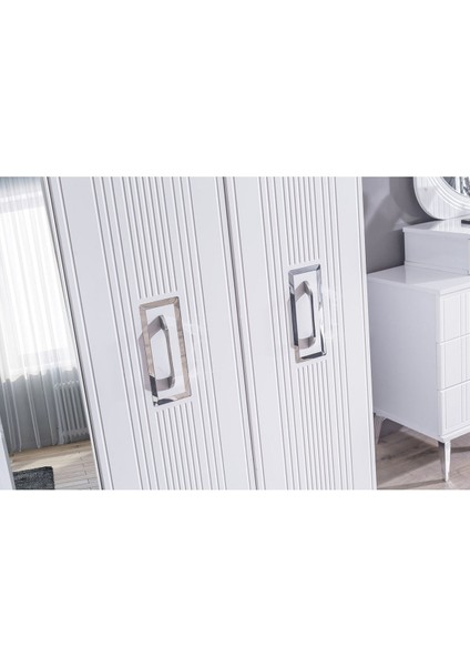 Rio Gümüş Modern 6 Kapaklı Aynalı Gardırop (Dolap) modelleri