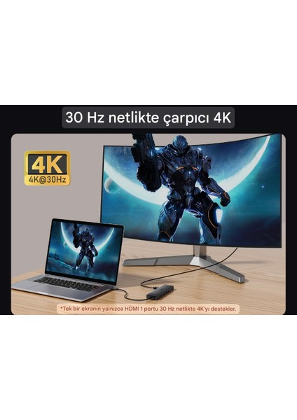13'ün 1'i 4K30Hz HDMI/Usb 3.0/Pd 100W/3.5 mm/VGA/Sd/Tf Kart/Usb 2.0 Çevirici Dönüştürücü Hub Splitter Dizüstü Macbook Pro Air iPad modelleri