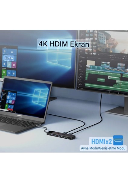 13'ün 1'i 4K30Hz HDMI/Usb 3.0/Pd 100W/3.5 mm/VGA/Sd/Tf Kart/Usb 2.0 Çevirici Dönüştürücü Hub Splitter Dizüstü Macbook Pro Air iPad
