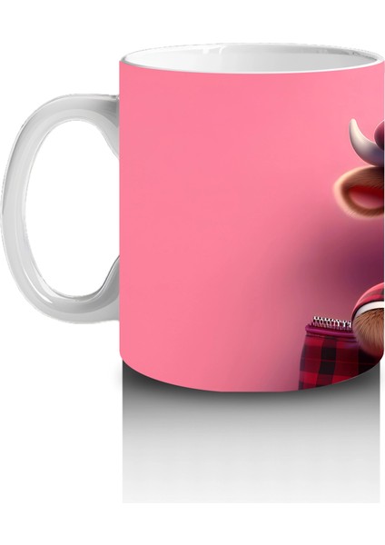 Şapkalı Sevimli Buzağı ve Pembe Kalpler – Baskılı Kupa Bardak fiyatları