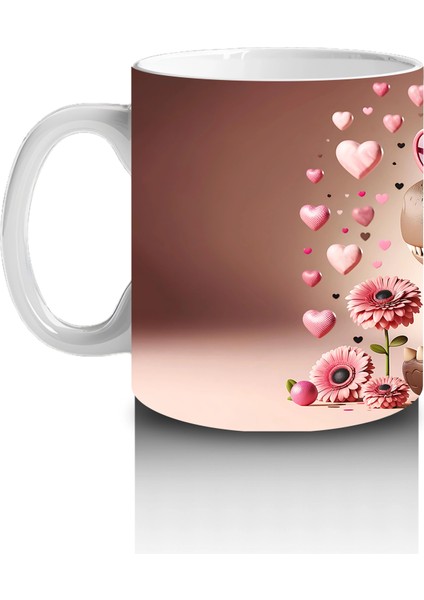 Pembe Güllerle Süslenmiş Şapkalı Sevimli Timsah – Baskılı Kahve Kupası fiyatları