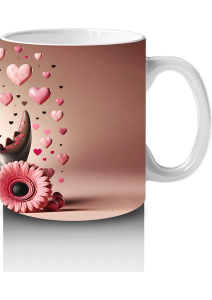 Pembe Güllerle Süslenmiş Şapkalı Sevimli Timsah – Baskılı Kahve Kupası fırsatları