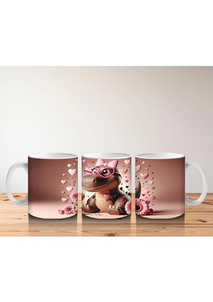 Pembe Güllerle Süslenmiş Şapkalı Sevimli Timsah – Baskılı Kahve Kupası indirimleri
