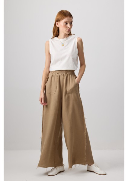 Wıde Leg Muslın Trousers Wıth Pockets modelleri