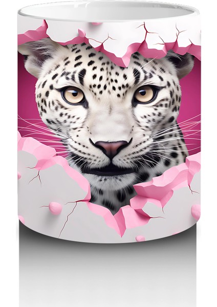 Pembe Çatlakta Bakan Gri Kaplan – Baskılı Kahve Kupası modelleri