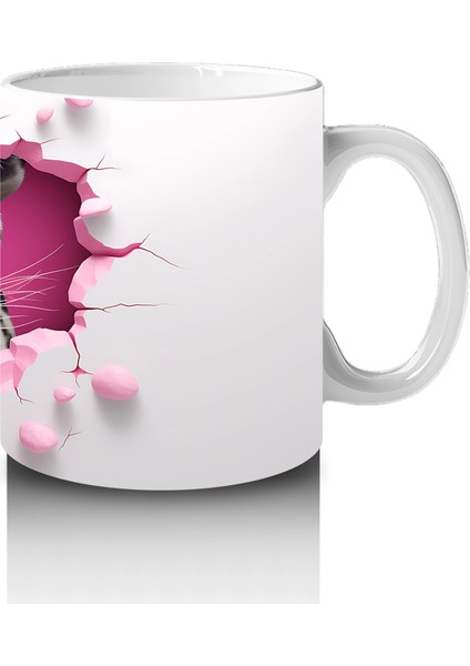 Pembe Çatlakta Bakan Gri Kaplan – Baskılı Kahve Kupası fırsatları