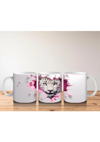 Pembe Çatlakta Bakan Gri Kaplan – Baskılı Kahve Kupası indirimleri