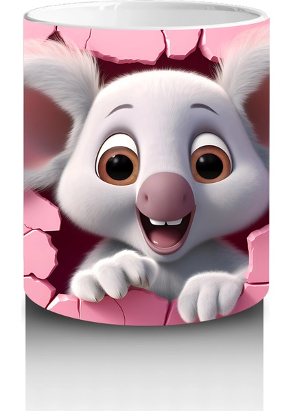 Pembe Zemin Üzerinde Sevimli Fare – Baskılı Kahve Kupası modelleri