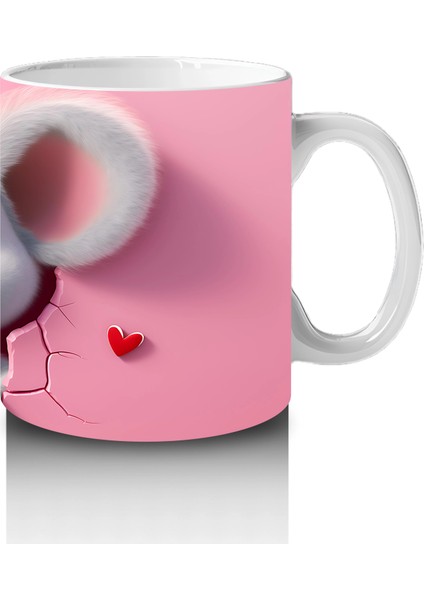 Pembe Zemin Üzerinde Sevimli Fare – Baskılı Kahve Kupası fırsatları