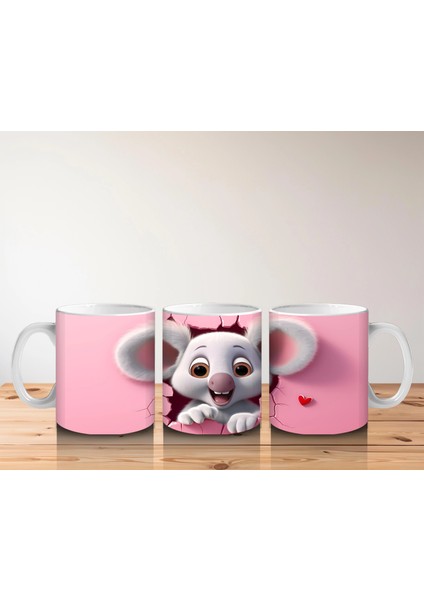 Pembe Zemin Üzerinde Sevimli Fare – Baskılı Kahve Kupası indirimleri