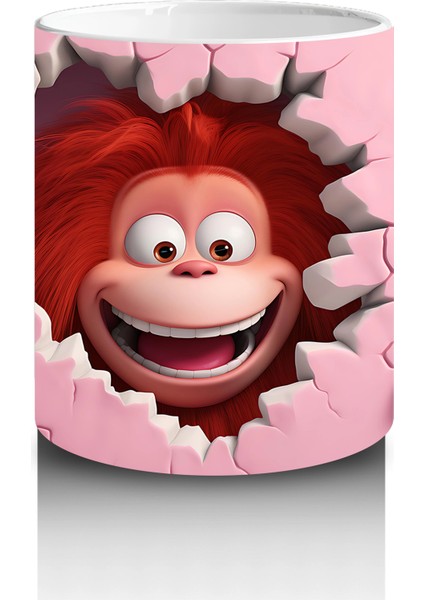 Kalplerle Süslenmiş Duvarı Delen Maymun – Baskılı Kahve Kupası modelleri