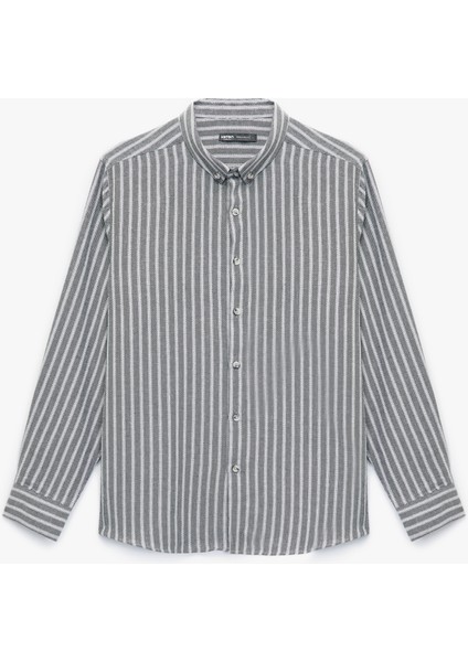 Düğmeli Yaka Pamuklu Regular Fit Uzun Kollu Gömlek