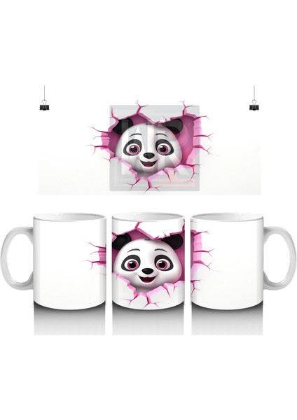 Kalpli Çatlakta Bakan Sevimli Panda – Baskılı Kahve Kupası