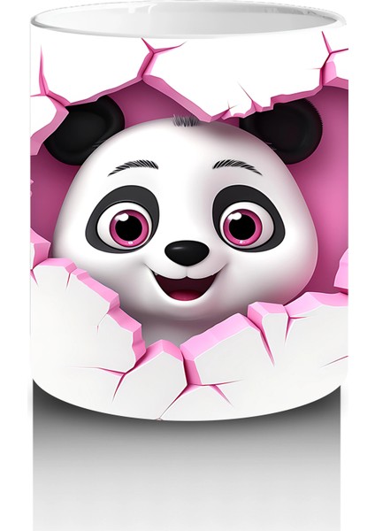 Kalpli Çatlakta Bakan Sevimli Panda – Baskılı Kahve Kupası modelleri