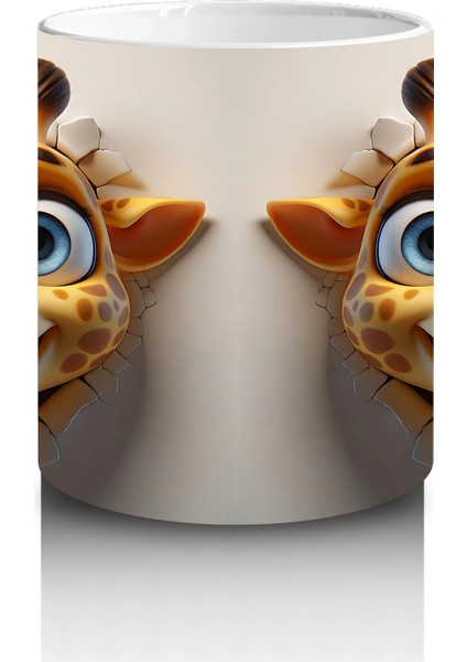 Ikiz Zürafa Karakterleri Deseni – Baskılı Kahve Kupası modelleri